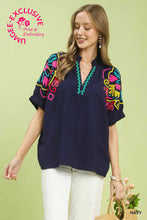 Load image into Gallery viewer, Multicolor Embroidered Split Neck Top
