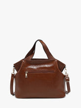 Load image into Gallery viewer, Isabella Glossy Expandable Satchel | M2846: Mahogany

