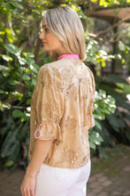 Load image into Gallery viewer, Floral Embroidered and Sequins Button Down Top
