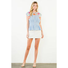 Load image into Gallery viewer, Short Sleeve Floral Embroidery Top: THML
