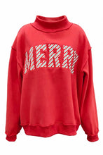 Load image into Gallery viewer, 'MERRY' Embroidered Mock Neck Sweatshirt
