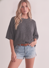 Load image into Gallery viewer, IT-10181-ROUND NECK 1/2 SLEEVE SWEATER TOP: Cream / L
