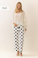 Load image into Gallery viewer, Plus Polka Dot high-rise Wide Leg pants: White Black / Plus Size / 1XL

