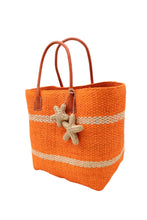 Load image into Gallery viewer, Havana Sisal Basket Bag with Starfish Charm Embellishment: Coral
