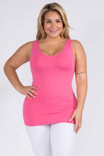 Load image into Gallery viewer, Reversible V or U Neckline Seamless Tank Plus Size: White / Plus
