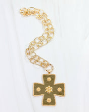 Load image into Gallery viewer, Carol Large Cross Charm Necklace Gold: Default
