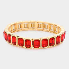 Load image into Gallery viewer, Emerald Cut Stone Stretch Evening Bracelet
