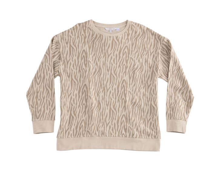 KIRSTEN ANIMAL PRINT SWEATSHIRT, OATMEAL