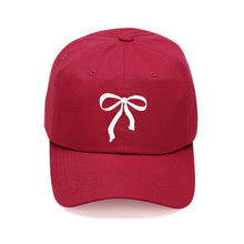 Load image into Gallery viewer, Bow Embroidered Cap: Hot Pink/White
