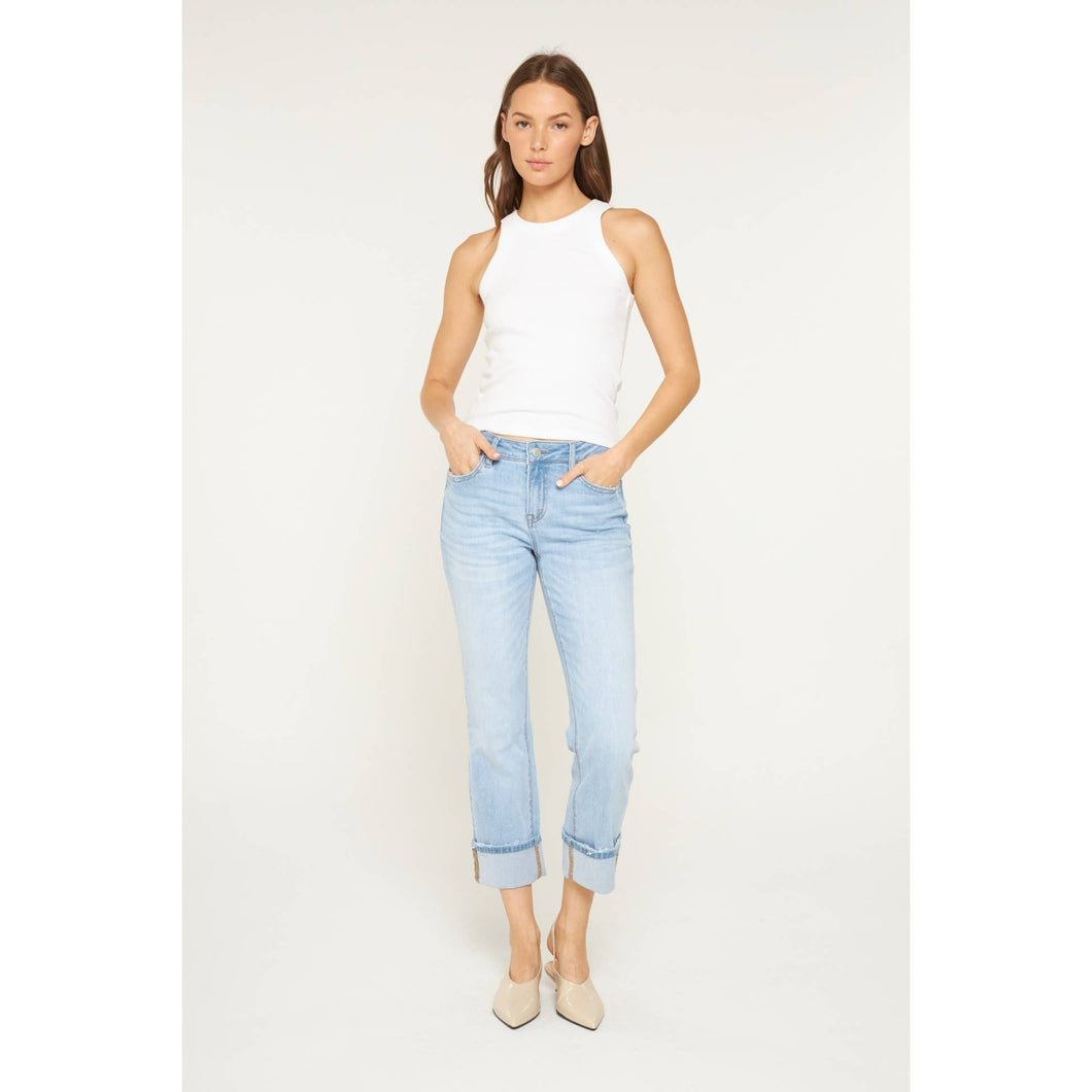 / Mica MID RISE CUFFED STRAIGHT LEG: LIGHT BEACH BLUE