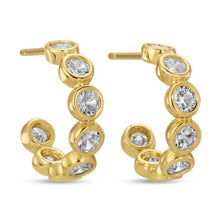 Load image into Gallery viewer, Row of Sparkling Cz Hoop Earrings
