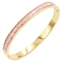 Load image into Gallery viewer, CZ Baguette Stone Cluster Stainless Steel Evening Bracelet: Pink
