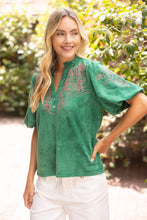 Load image into Gallery viewer, Tabitha Floral Embroidered  Suede Top
