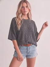 Load image into Gallery viewer, IT-10181-ROUND NECK 1/2 SLEEVE SWEATER TOP: Cream / M
