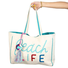 Load image into Gallery viewer, Beach Life Tote Beach Bag: OS / Beige Canvas
