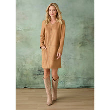 Load image into Gallery viewer, Kiley V-Neck Faux Suede Dress: Camel / S/M
