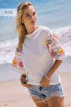 Load image into Gallery viewer, Plus Embroidered Tiered Ruffle Elbow Sleeve Top

