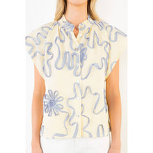 Load image into Gallery viewer, Stripe Top With Ribbon Flower Details THML
