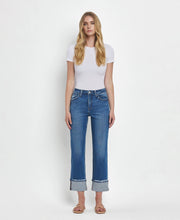 Load image into Gallery viewer, HIGH RISE CUFFED STRAIGHT JEANS-Vervet

