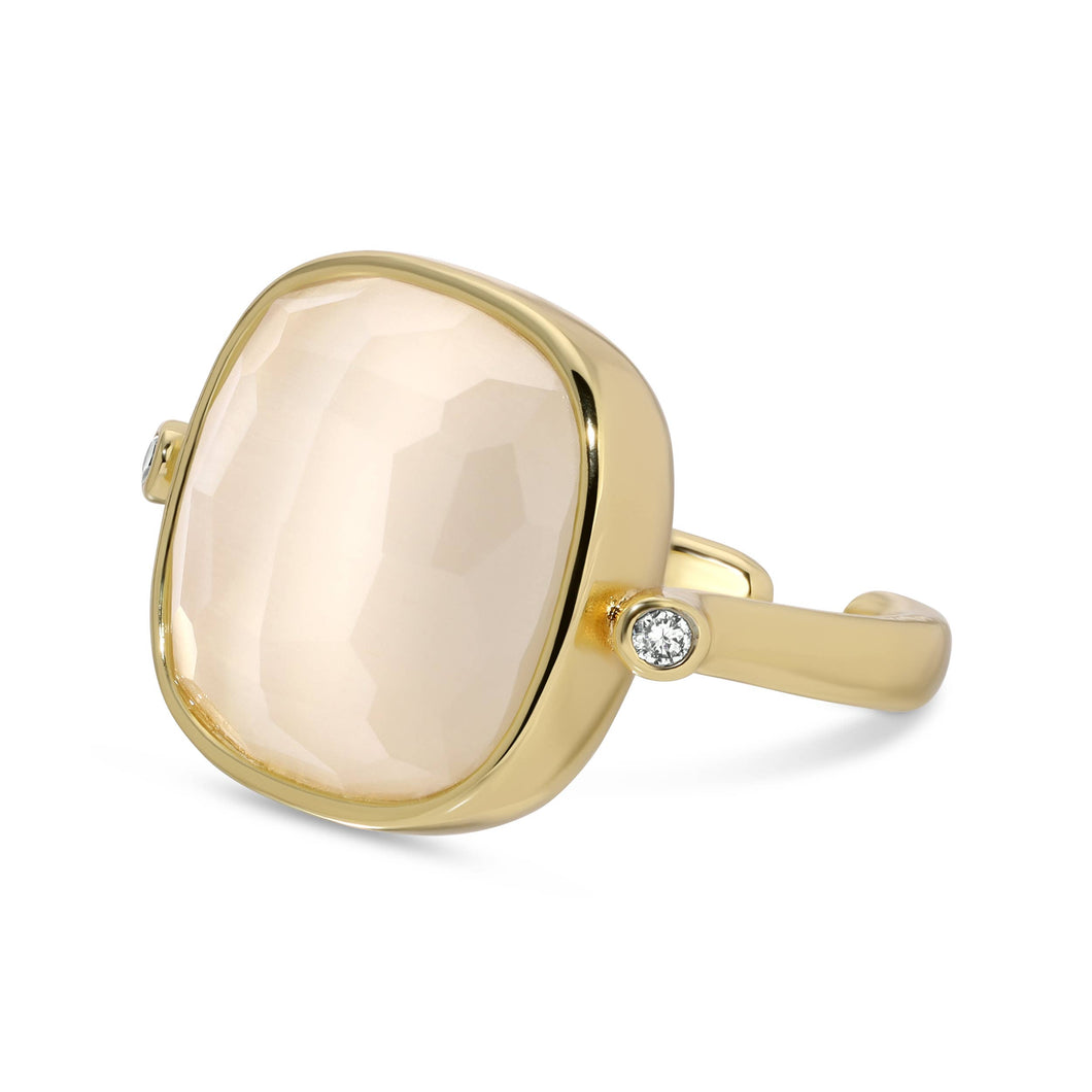 Ms. Reliability Square Stone Ring: White