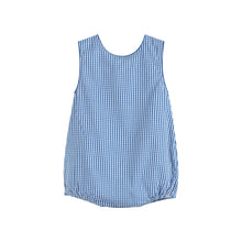 Load image into Gallery viewer, Dark Blue Gingham Car Romper
