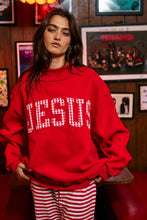 Load image into Gallery viewer, IT2594E-JESUSWT | Gingham Applique Mock-Neck Sweatshirt: Red / S/M-L/XL (3-3)
