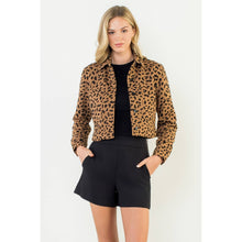 Load image into Gallery viewer, Cheetah Print Cropped Jacket: CAMEL
