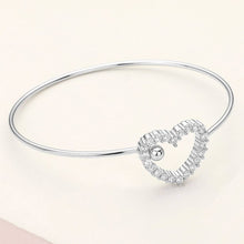 Load image into Gallery viewer, CZ Stone Paved Open Heart Accented Bangle Bracelet
: Silver
