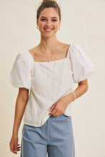 Load image into Gallery viewer, Ivory Bloom Square Neck Blouse
