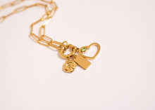 Load image into Gallery viewer, Stainless Steel Paperclip Carabiner Charm Holder Necklace: Gold / 18"+2"
