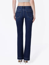 Load image into Gallery viewer, MID RISE DARK WASH SEAMLESS WAISTBAND BOOTCUT JEANS T6266D: DARK WASH / 28
