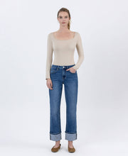 Load image into Gallery viewer, *HIGH RISE CUFFED ANKLE STRAIGHT JEANS
