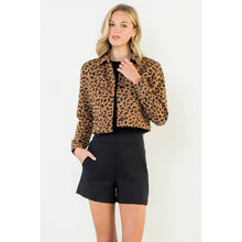 Load image into Gallery viewer, Cheetah Print Cropped Jacket: CAMEL
