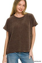 Load image into Gallery viewer, CHENILLE WAFFLE CAP SLEEVE SWEATER
