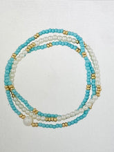 Load image into Gallery viewer, 3 ROW Color &amp; Gold Pearl Bracelets
