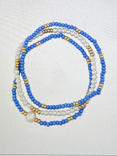 Load image into Gallery viewer, 3 ROW Color &amp; Gold Pearl Bracelets
