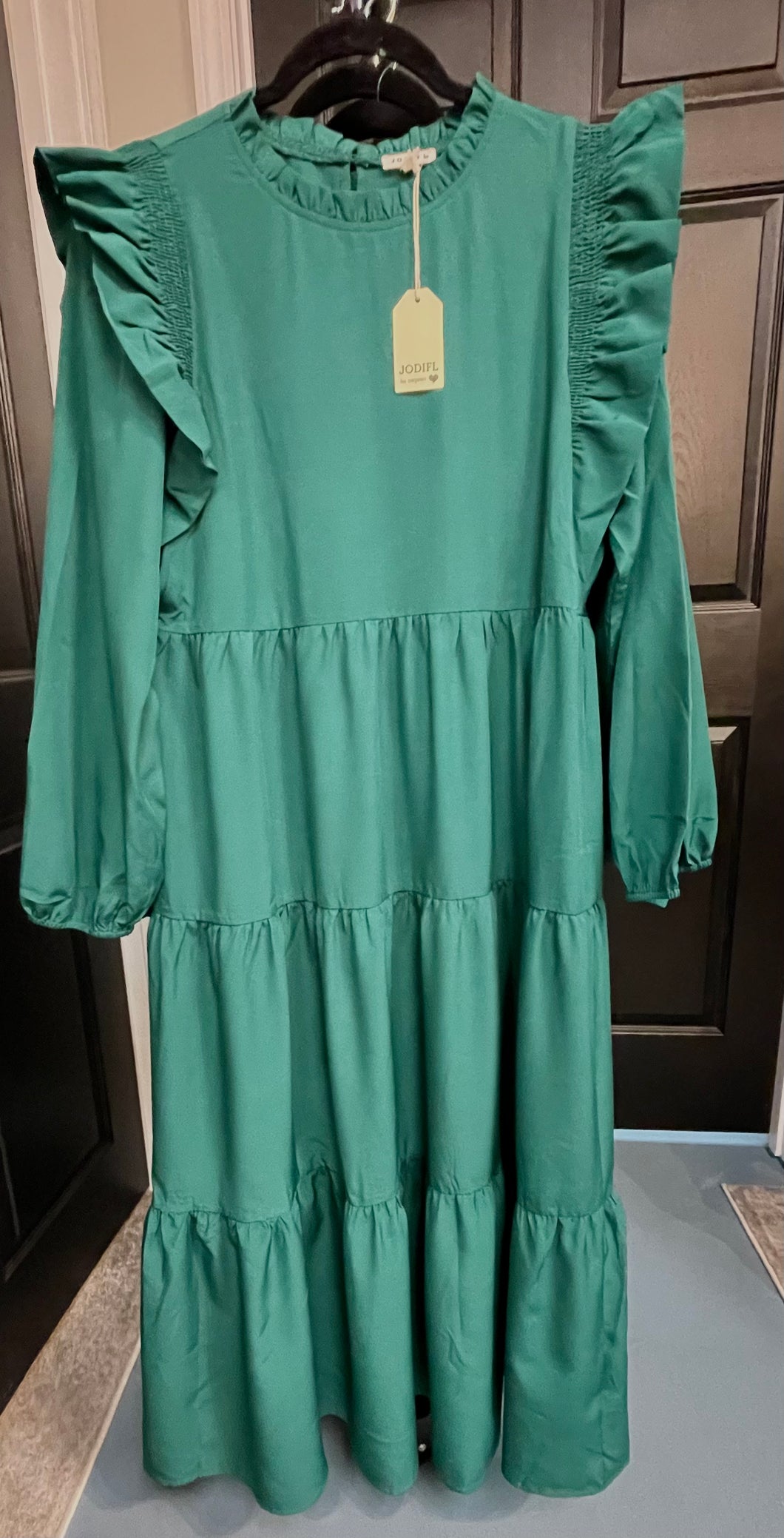 Solid Tiered Layer Maxi Dress - HUNTER GREEN