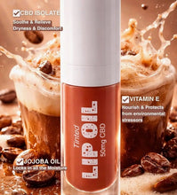 Load image into Gallery viewer, Hydrating Lip Oil with CBD, Vitamin E - Tinted Mocha
