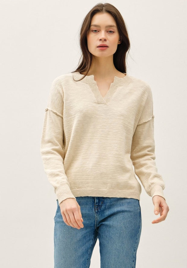 /V-NECK COTTON SWEATER