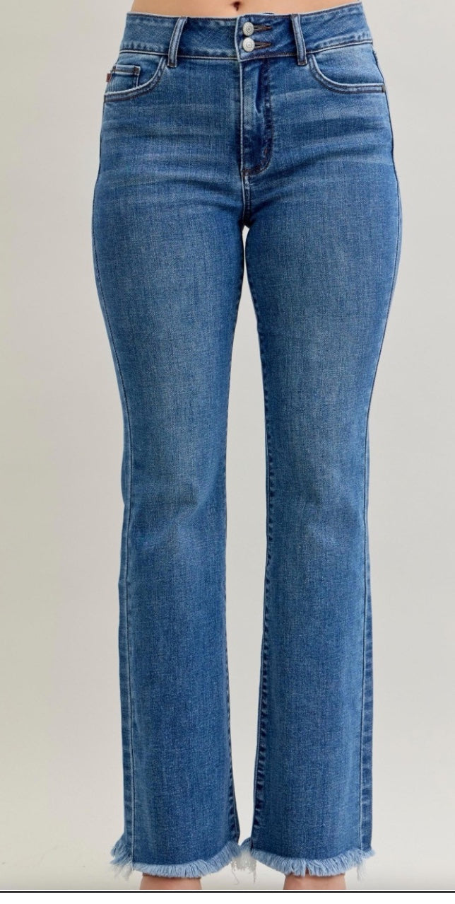 /Hw Bootcut Double Button Wb & Fray Hem