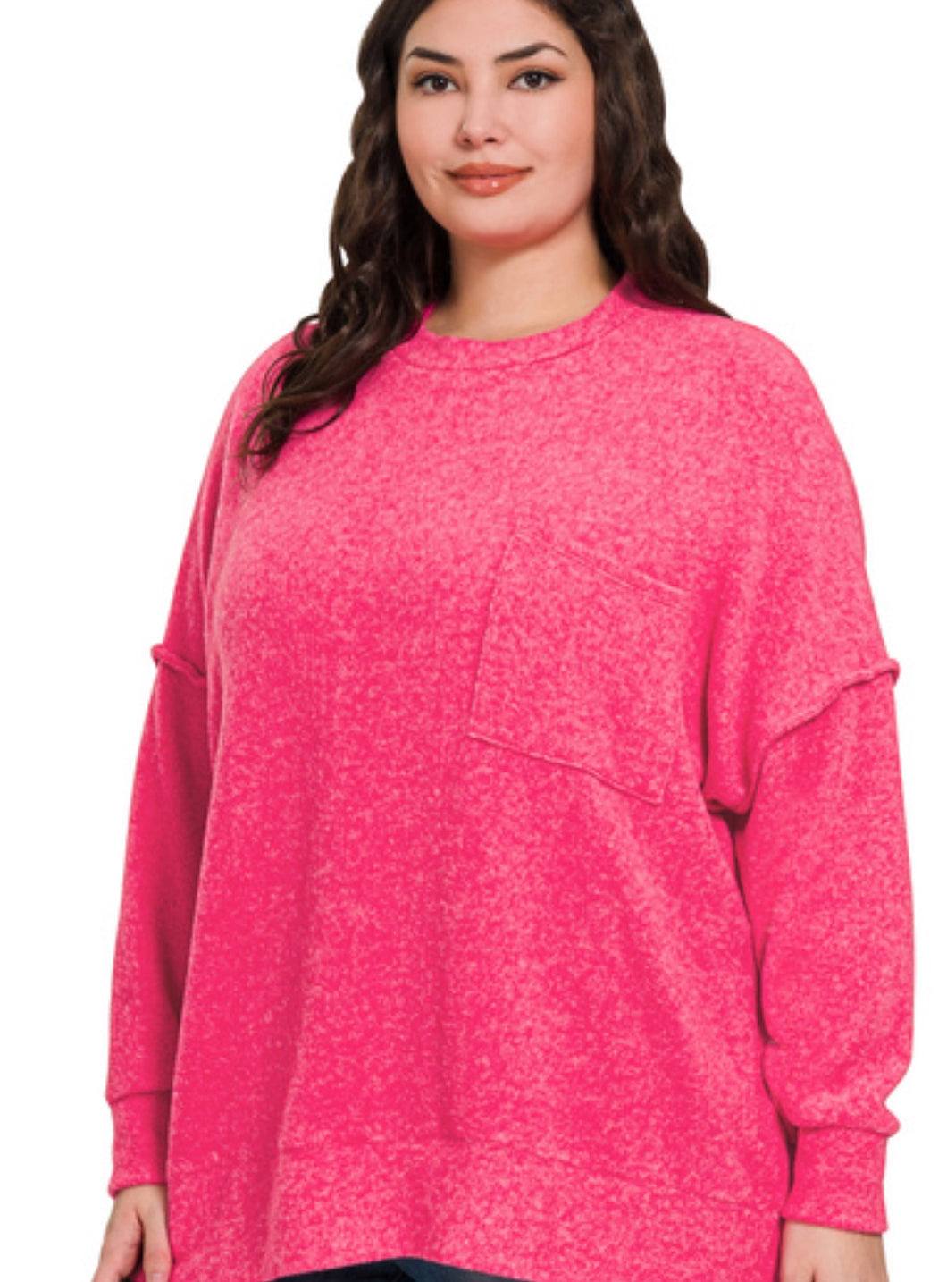 /PLUS  DROP SHOULDER SWEATER