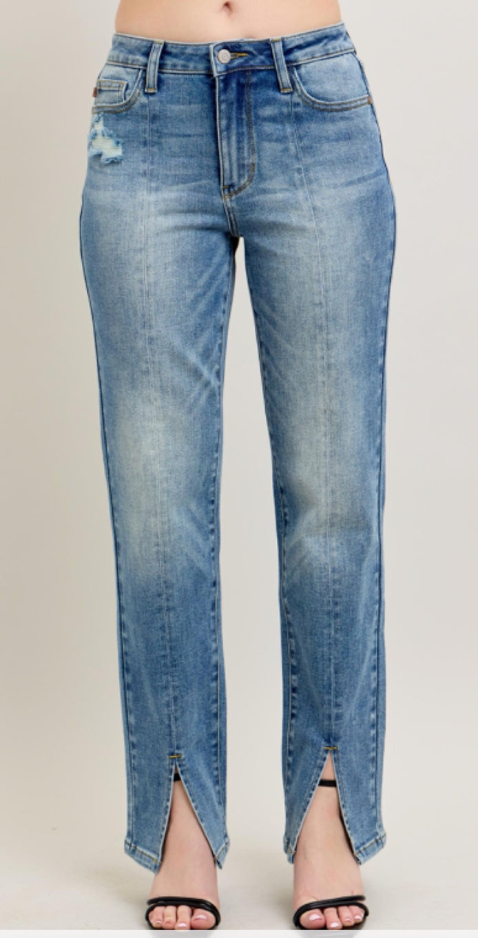 /Hw Vintage Wash Front Seam & Slit Straight-Judy Blue