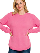 Load image into Gallery viewer, RAISED RIB ROUND NECK LONG SLEEVE TOP
