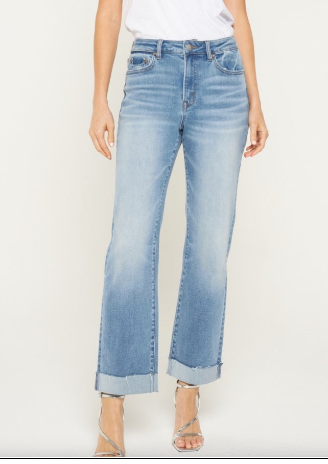 High Rise Straight Leg With Cuffed Hem