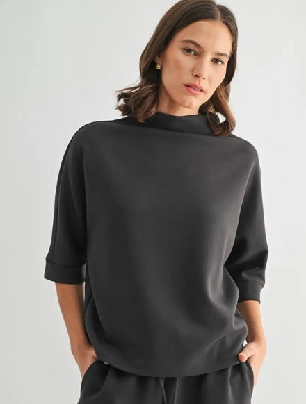 Scuba Mock Neck Knit Top