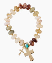Load image into Gallery viewer, Beaded Cross Charm Stretch Bracelet
