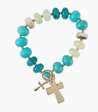 Load image into Gallery viewer, Beaded Cross Charm Stretch Bracelet
