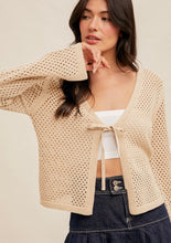 Load image into Gallery viewer, FRONT TIE CROCHET SWEATER KNIT CARDIGAN
