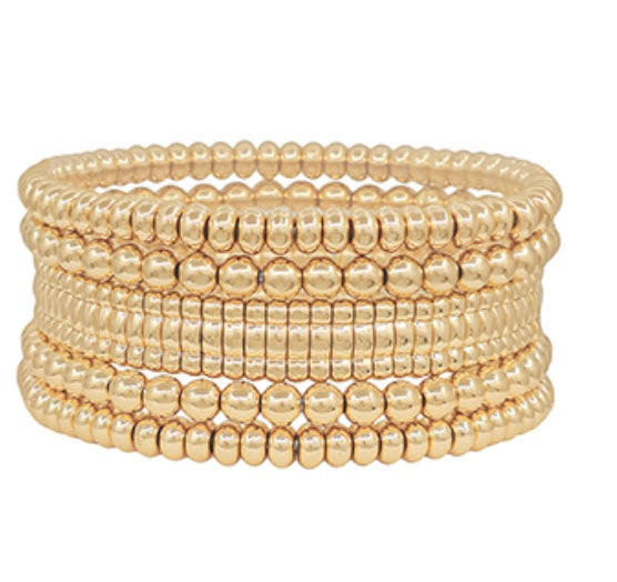 5 Row Flat & Ball CCB Beads Bracelet