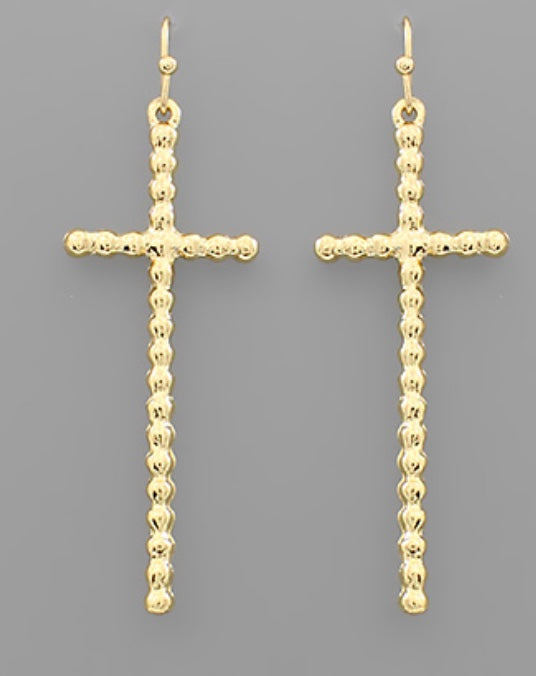 Metal Ball Cross Earrings